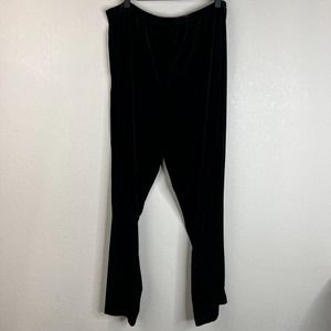 Harlow Women Black Velvet Straigth Pants Size 2X High-Rise Elastic Waist Pull On